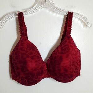 CHANTELLE Animal Print lace padded Bra Burgundy Red Size 38 DDD
